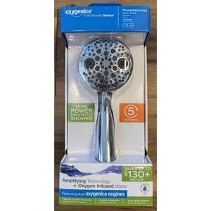 Oxygenics PowerMassage 5-Setting Handheld Shower Head Chrome 1.75 GPM NEW